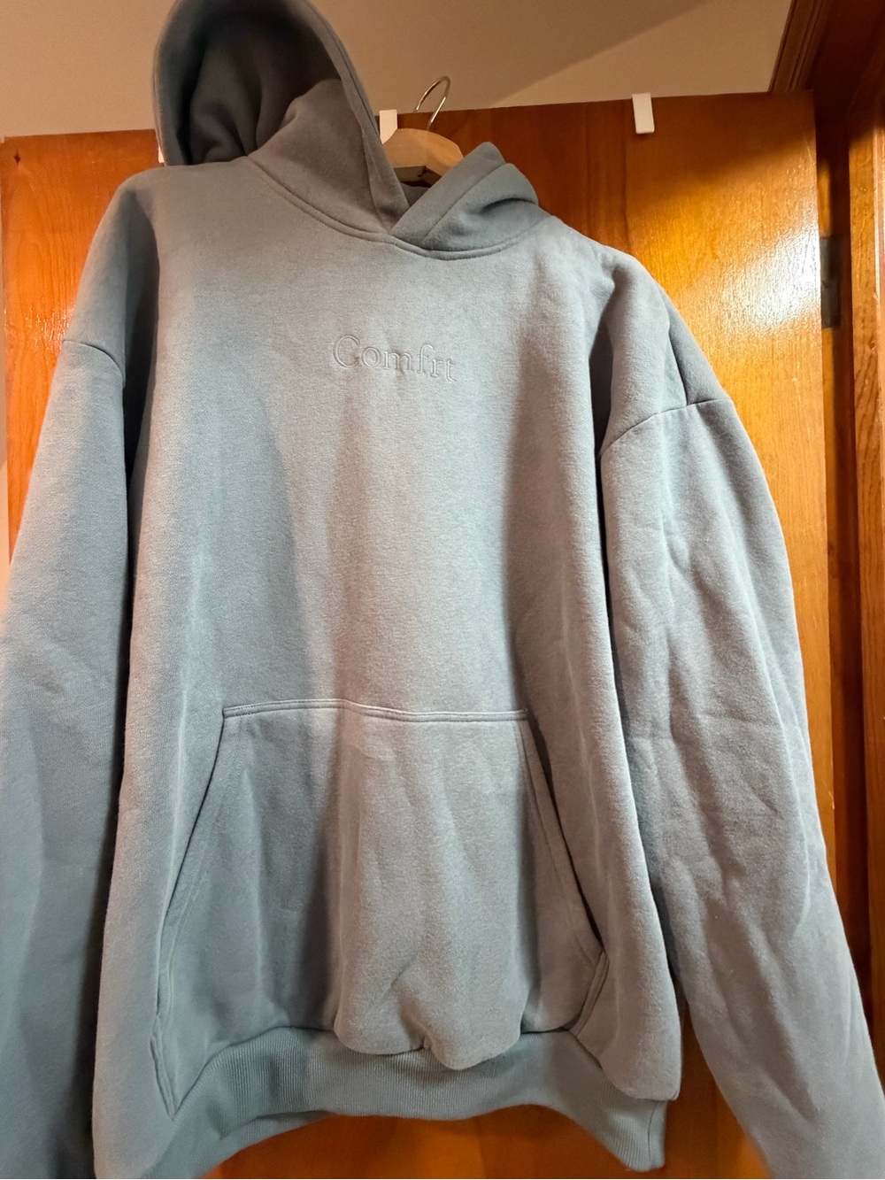 Comfort Embroidered Hoodie - Gray - Unbranded